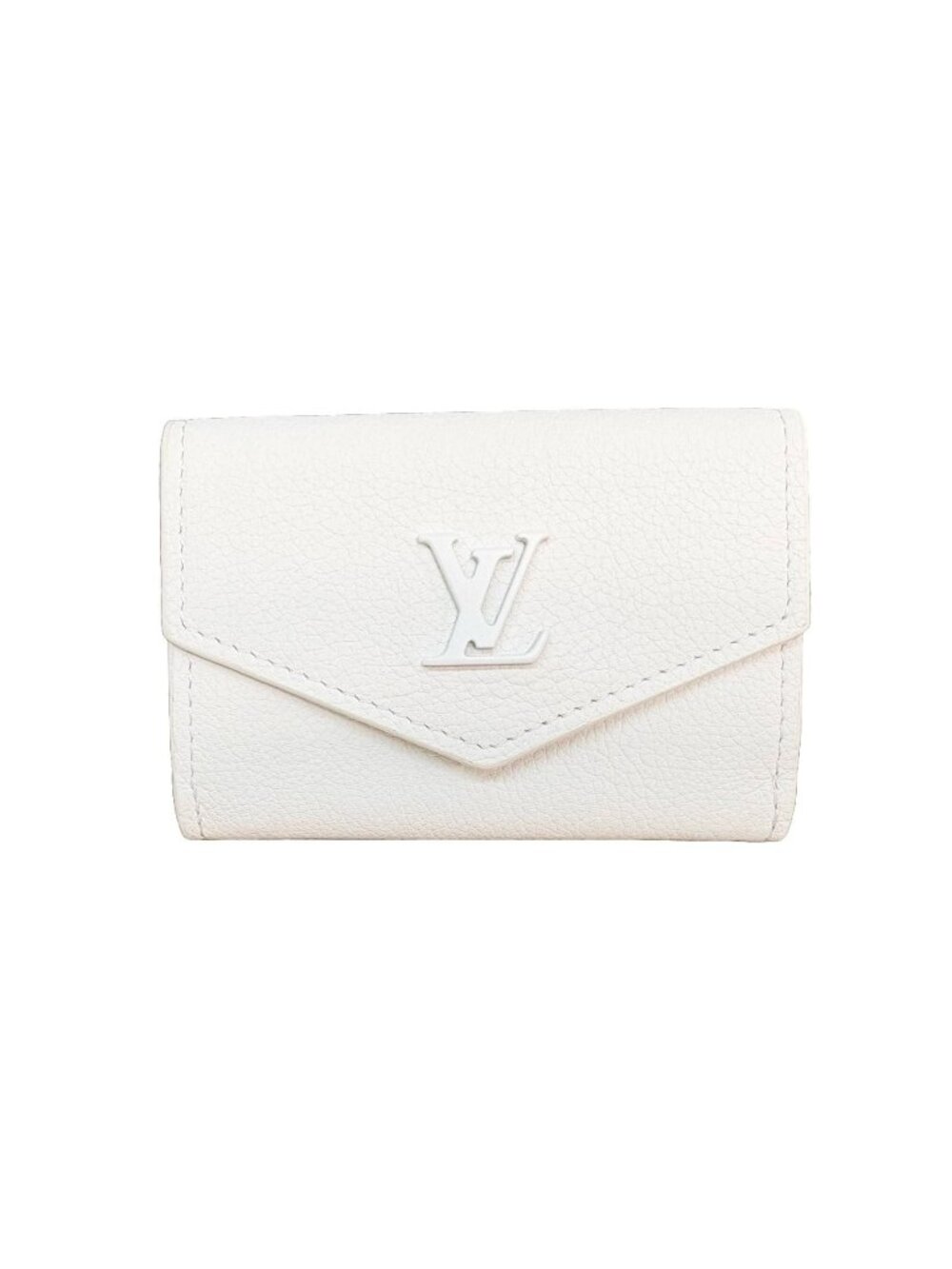 Louis Vuitton Portefeuille Lock Mini Taurillon Leather Blanc Trifold Wallet